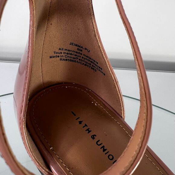 14th & Union Jemma Sandals Pink Patent Leather Pink Ankle Strap - Picture 8 of 9
